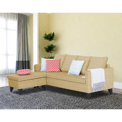 Adorn India Jonas Decent L Shape 5 Seater Sofa Set LHS (Beige) (3 Year Warranty)