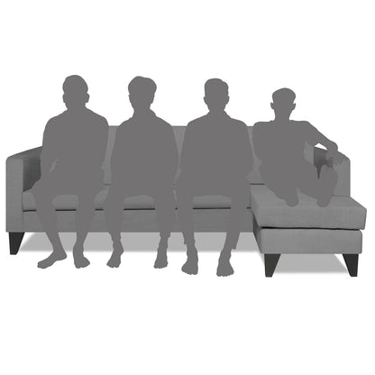Adorn India Aladra L Shape Decent 5 Seater Sofa Set RHS (Grey) (3 Year Warranty)