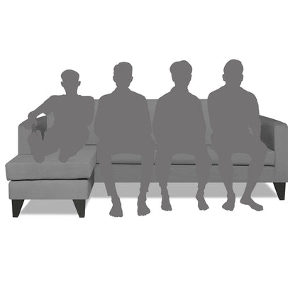 Adorn India Aladra L Shape Decent 5 Seater Sofa Set LHS (Grey) (3 Year Warranty)