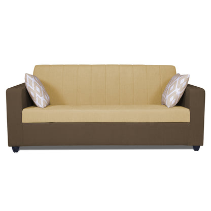Adorn India Rio Highback 3 Seater Sofa (Brown & Beige) (3 Year Warranty)