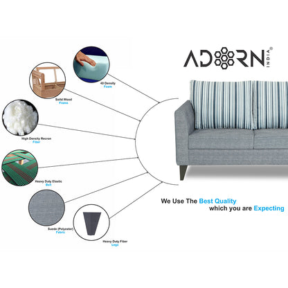 Adorn India Lawson Stripes 2 Seater Sofa (Grey)