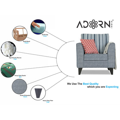 Adorn India Lawson Stripes 1 Seater Sofa (Grey)