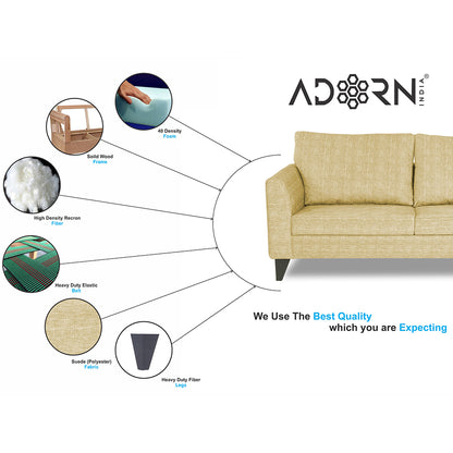 Adorn India Enzo Decent 3+2+1 6 Seater Sofa Set with Centre Table (Beige)