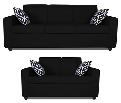 Adorn India Monteno Five Seater 3+2 Sofa Set (Black) (3 Year Warranty)