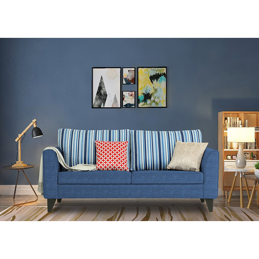Adorn India Lawson Stripes 3 Seater Sofa (Blue)