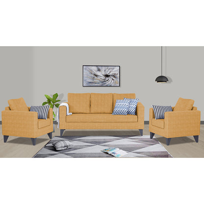 Adorn India Hallton Plain 3+1+1 5 Seater Sofa Set (Beige) (3 Year Warranty)