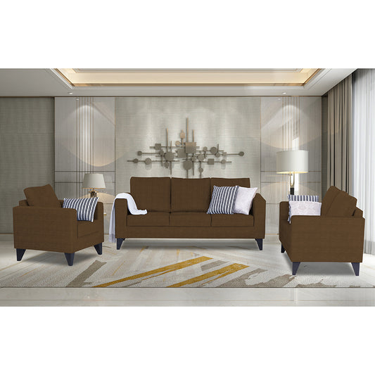 Adorn India Straight Line Plus Decent 3+2+1 6 Seater Sofa Set (Brown) (3 Year Warranty)