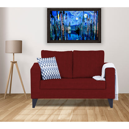 Adorn India Hallton Plain 2 Seater Sofa (Maroon) (3 Year Warranty)