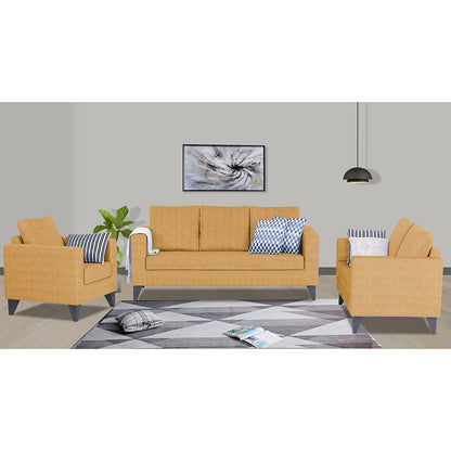 Adorn India Wood Hallton Plain 3+2+1 6 Seater Sofa Set (Beige) (3 Year Warranty)