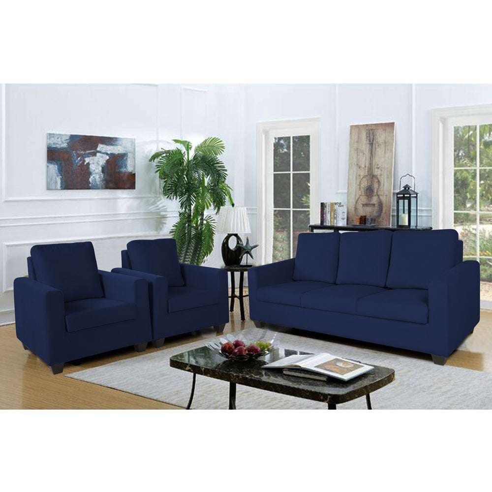 Adorn India Russell 3-1-1 Five Seater Sofa Set (Blue, Wood)