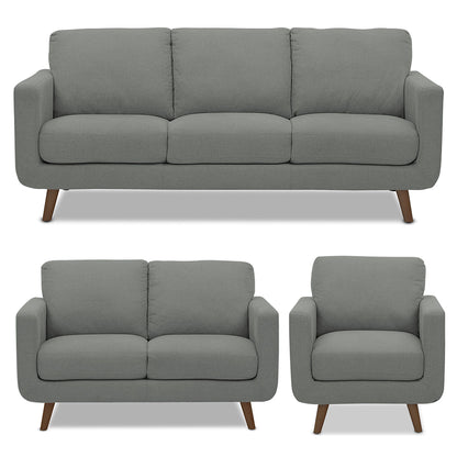 Adorn India Damian 3+2+1 6 Seater Sofa Set (Grey) (3 Year Warranty)