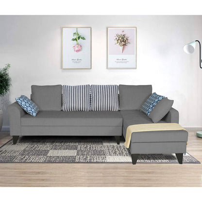 Adorn India Maddox Stripes L Shape 6 Seater Sofa Set RHS (Grey) (3 Year Warranty)