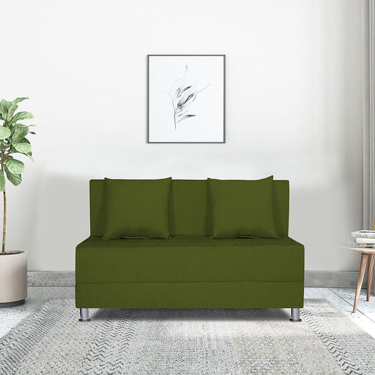 Adorn India Easy Alyn Plus Decent 2 Seater Sofa Cum Bed (4x6) (Green) (1 Year Warranty)