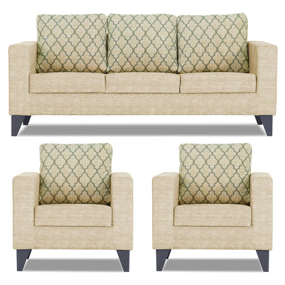 Adorn India Straight line Plus Blossom 3+1+1 5 Seater Sofa Set (Beige) (3 Year Warranty)