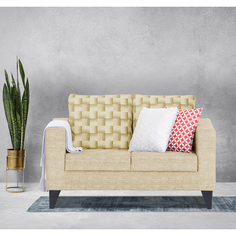 Adorn India Straight line Plus Bricks 2 Seater Sofa (Beige)(3 Year Warranty)