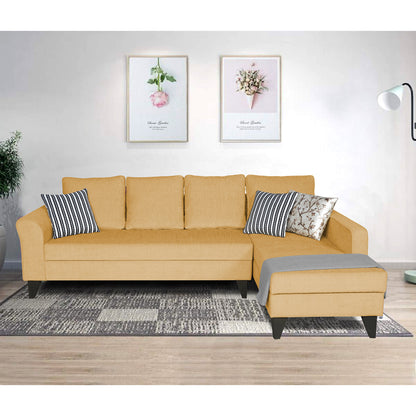 Adorn India Maddox Plain L Shape 6 Seater Sofa Set RHS (Beige) (3 Year Warranty)
