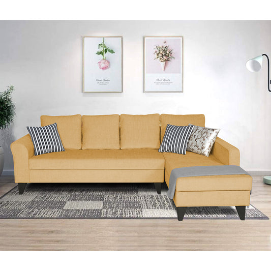 Adorn India Maddox Plain L Shape 6 Seater Sofa Set RHS (Beige) (3 Year Warranty)