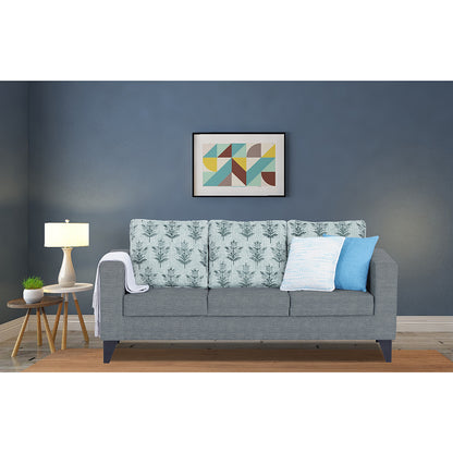 Adorn India Straight line Plus Leaf 3 Seater Sofa (Grey) (3 Year Warranty)