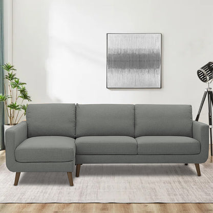 Adorn India Damian L Shape 6 Seater Sofa Set LHS (Grey) (3 Year Warranty)