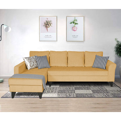 Adorn India Maddox Plain L Shape 6 Seater Sofa Set LHS (Beige) (3 Year Warranty)
