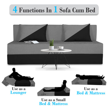 Adorn India Easy Desmond 4 Seater Sofa Cum Bed 6 X 6 (Grey & Black) (1 Year Warranty)
