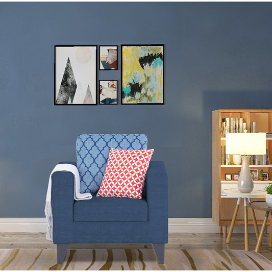 Adorn India Straight line Plus Blossom 1 Seater Sofa (Blue) (3 Year Warranty)