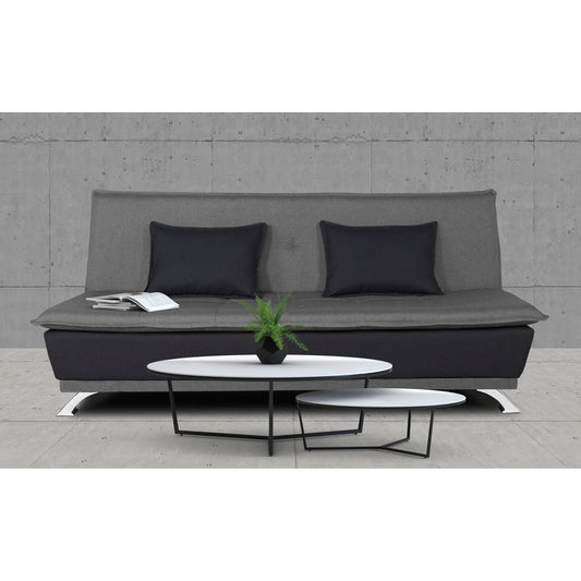 Adorn India Exclusive Two Tone Arden 4 Seater Wood Sofa Cum Bed 4 x 6 (Light Grey & Black) (3 Year Warranty)