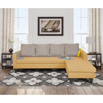 Adorn India Chandler Stripes L Shape 5 Seater Sofa Set RHS (Beige) (3 Year Warranty)