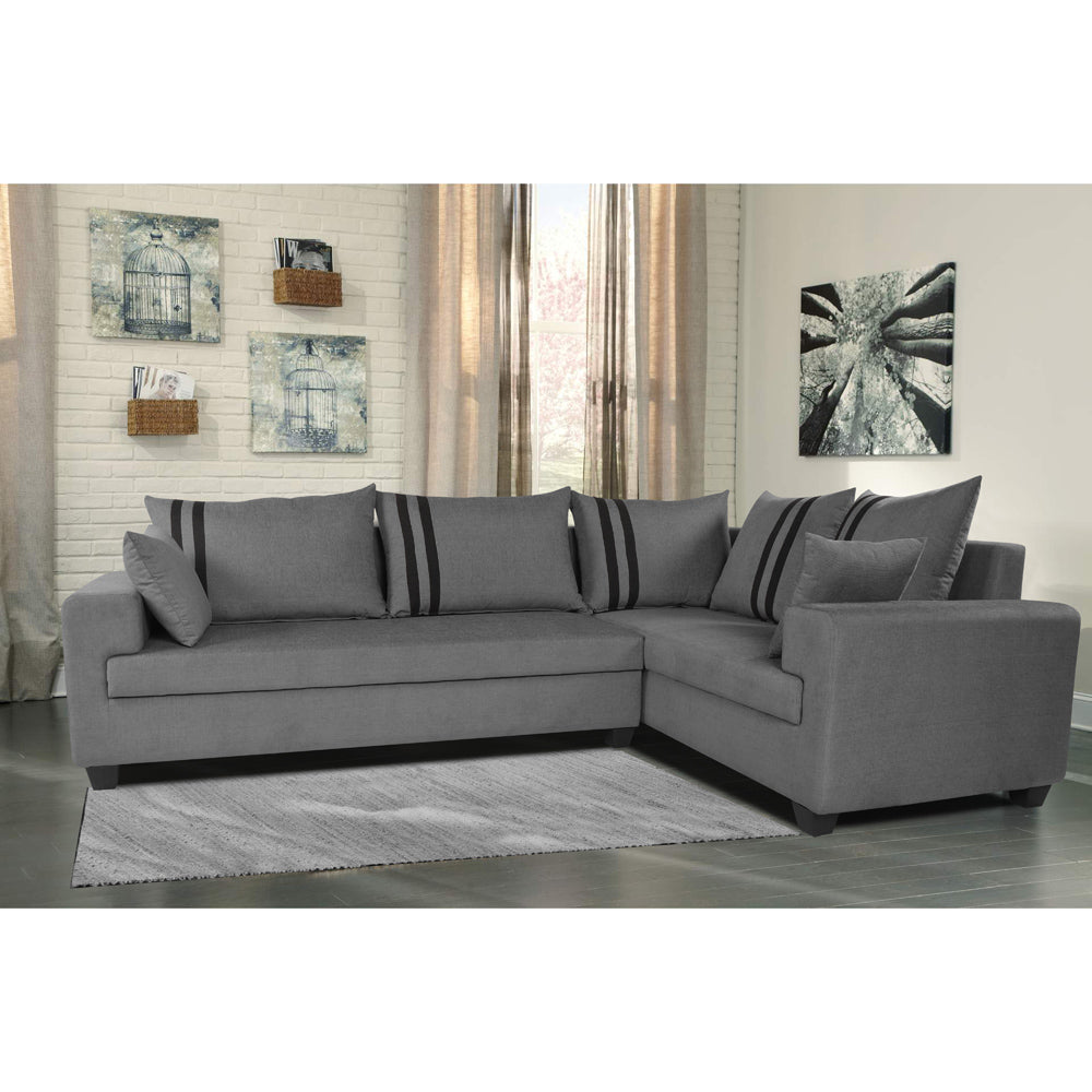 Adorn India Winston L Shape 6 Seater Sofa Set (Right Side) (Grey)