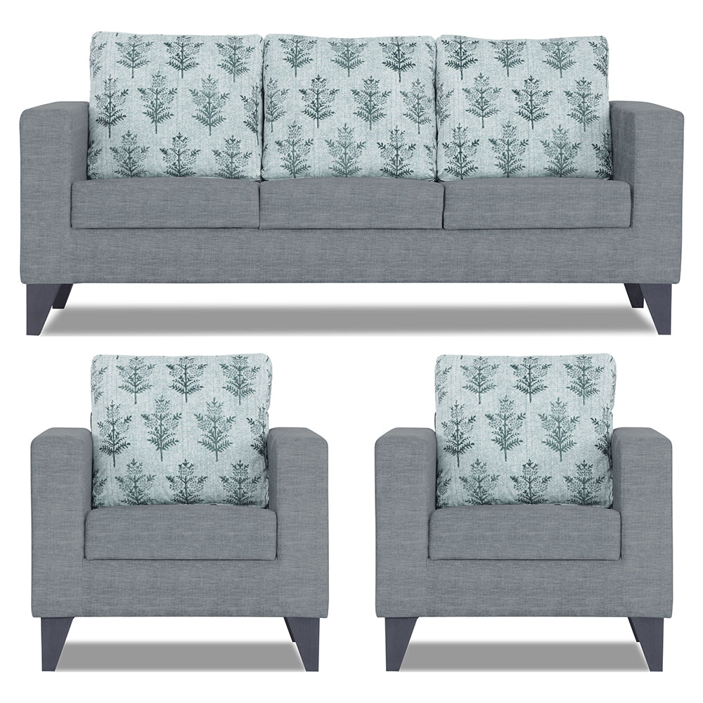 Adorn India Straight line Plus Leaf 3+1+1 5 Seater Sofa Set (Grey) (3 Year Warranty)