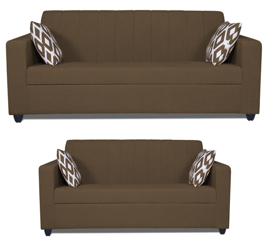 Adorn India Rio Highback 3+2 5 Seater Sofa Set (Brown) (3 Year Warranty)