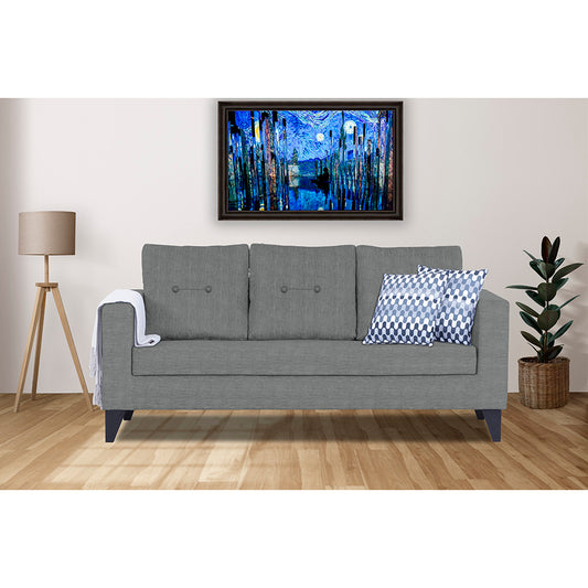 Adorn India Hallton Tufted 3 Seater Sofa (Grey)(3 Year Warranty)