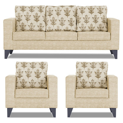 Adorn India Straight line Plus Leaf 3+1+1 5 Seater Sofa Set (Beige) (3 Year Warranty)