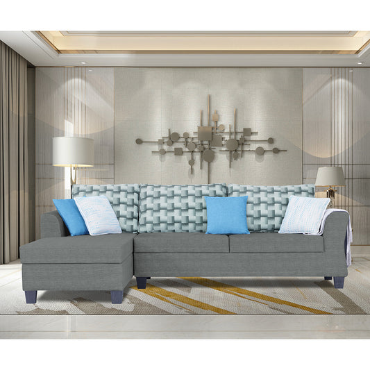 Adorn India Valencia Plus Bricks L Shape 6 Seater Sofa Set (Left Hand Side) (Grey)