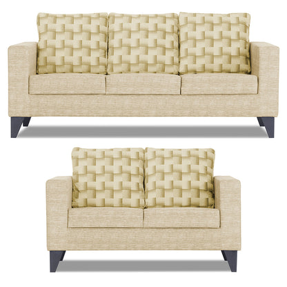 Adorn India Straight line Plus Bricks 3+2 5 Seater Sofa Set (Beige) (3 Year Warranty)