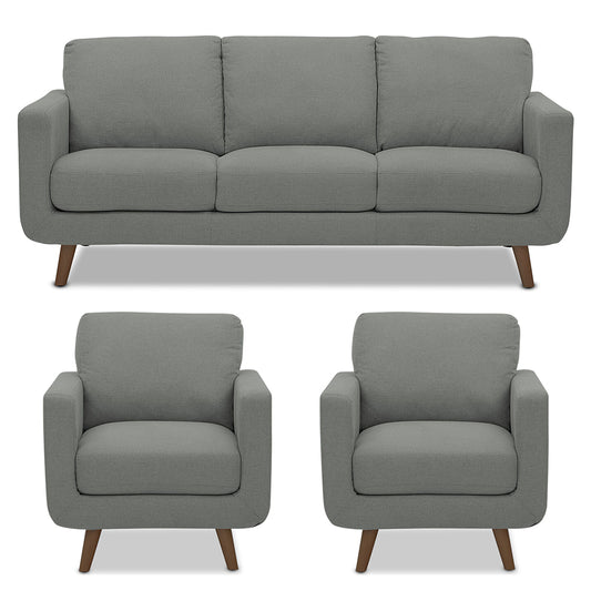 Adorn India Damian 3+1+1 5 Seater Sofa Set (Grey) (3 Year Warranty)