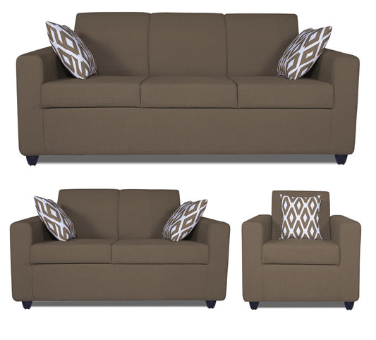 Adorn India Monteno Six Seater 3+2+1 Sofa Set (Brown) (3 Year Warranty)