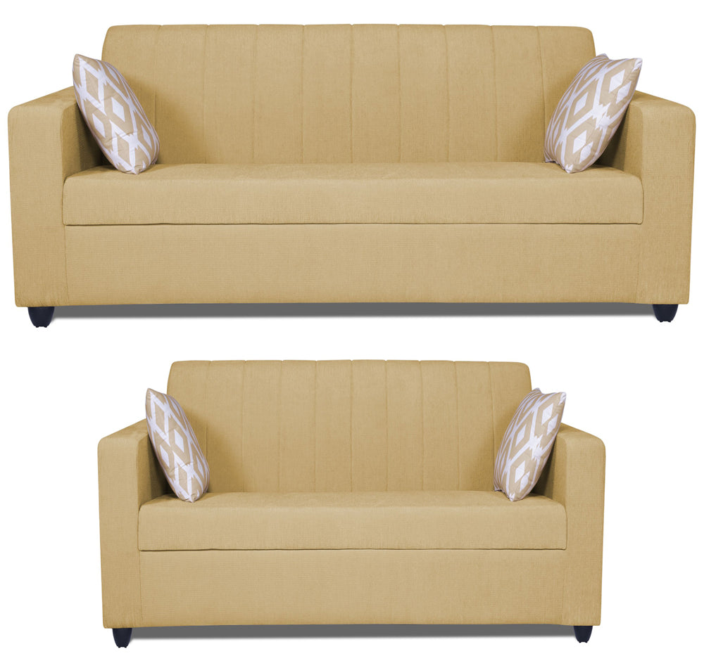 Adorn India Rio Highback 3+2 5 Seater Sofa Set (Beige) (3 Year Warranty)