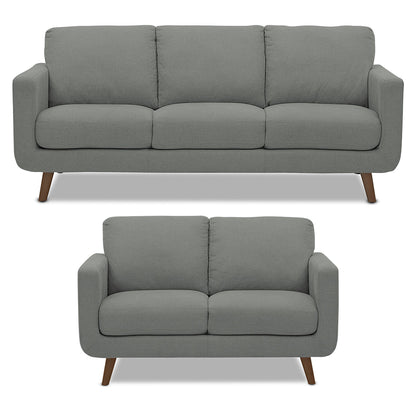 Adorn India Damian 3+2 5 Seater Sofa Set (Grey) (3 Year Warranty)