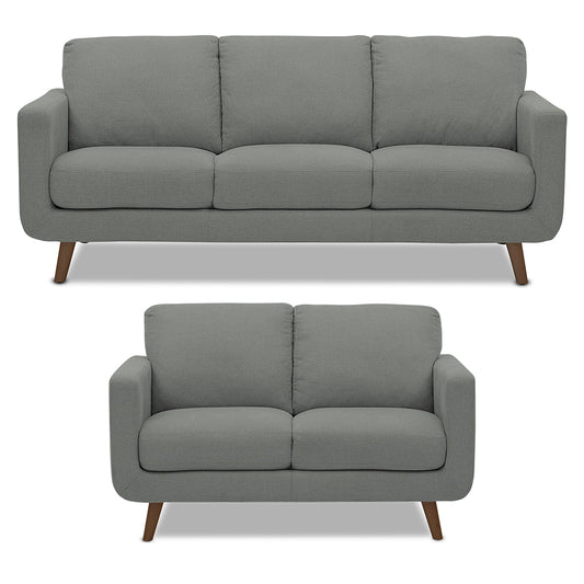 Adorn India Damian 3+2 5 Seater Sofa Set (Grey) (3 Year Warranty)