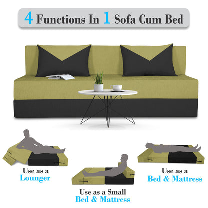 Adorn India Easy Boom 4 Seater Sofa Cum Bed 6 x 6 (Green & Black) (1 Year Warranty)