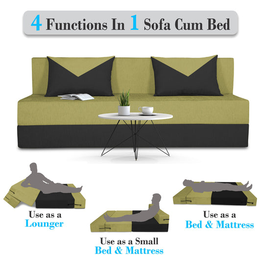 Adorn India Easy Boom 4 Seater Sofa Cum Bed 6 x 6 (Green & Black) (1 Year Warranty)