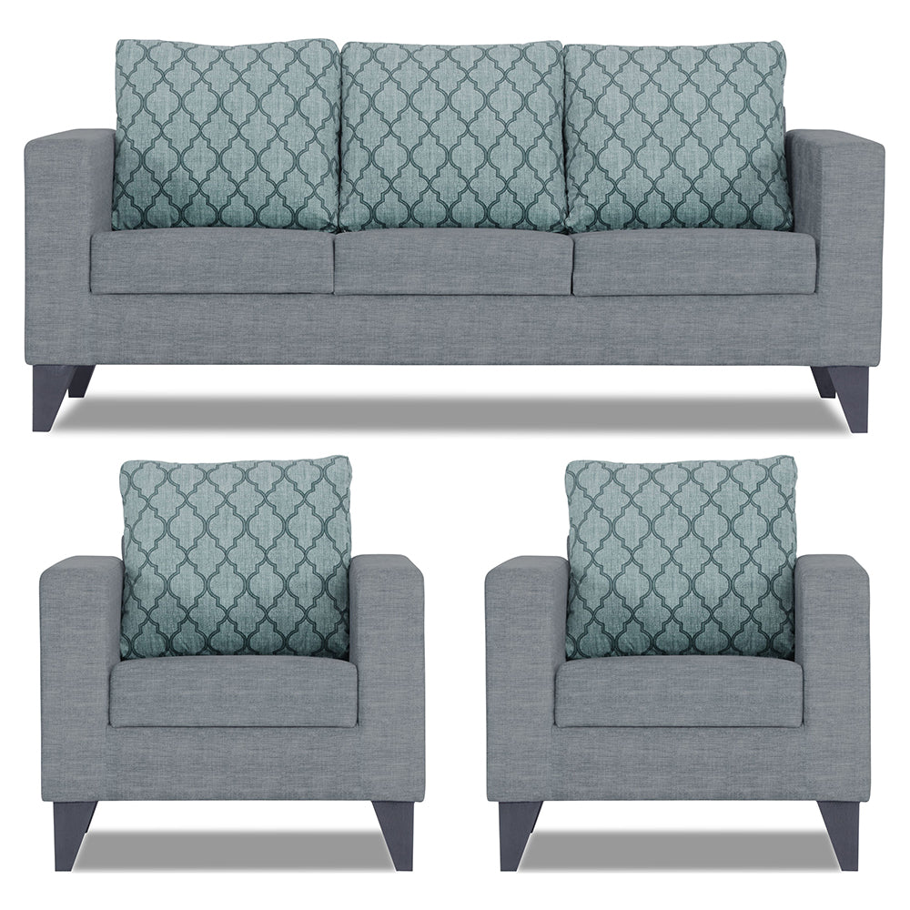 Adorn India Straight line Plus Blossom 3+1+1 5 Seater Sofa Set (Grey) (3 Year Warranty)