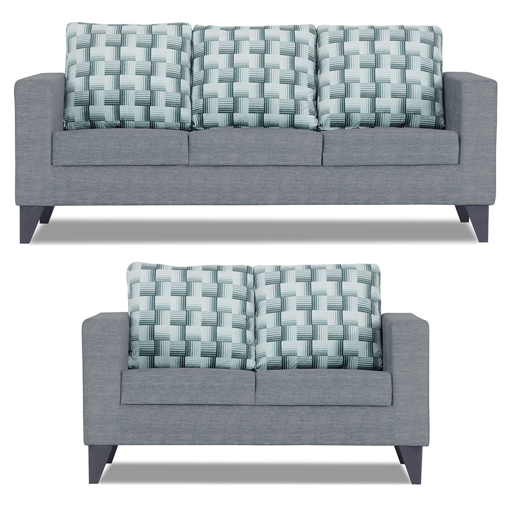 Adorn India Straight line Plus Bricks 3+2 5 Seater Sofa Set (Grey) (3 Year Warranty)