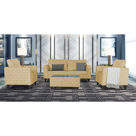Adorn India Enzo Decent 3+1+1 5 Seater Sofa Set with Centre Table (Beige)