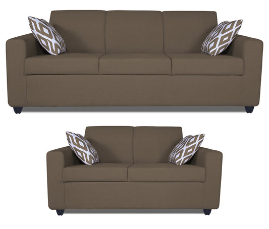 Adorn India Monteno Five Seater 3+2 Sofa Set (Brown) (3 Year Warranty)