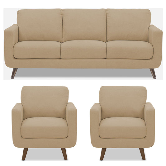 Adorn India Damian 3+1+1 5 Seater Sofa Set (Beige)(3 Year Warranty)
