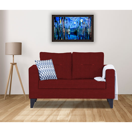 Adorn India Hallton Tufted 2 Seater Sofa (Maroon) (3 Year Warranty)