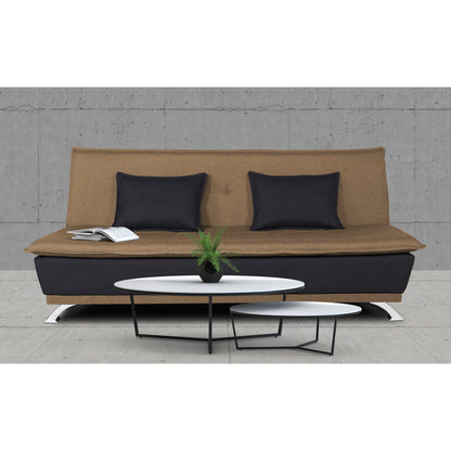 Adorn India Exclusive Two Tone Arden 4 Seater Sofa Cum Bed 4 x 6 (Camel & Black) (3 Year Warranty)