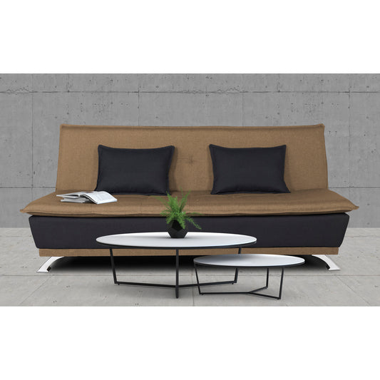 Adorn India Exclusive Two Tone Arden 4 Seater Sofa Cum Bed 4 x 6 (Camel & Black) (3 Year Warranty)